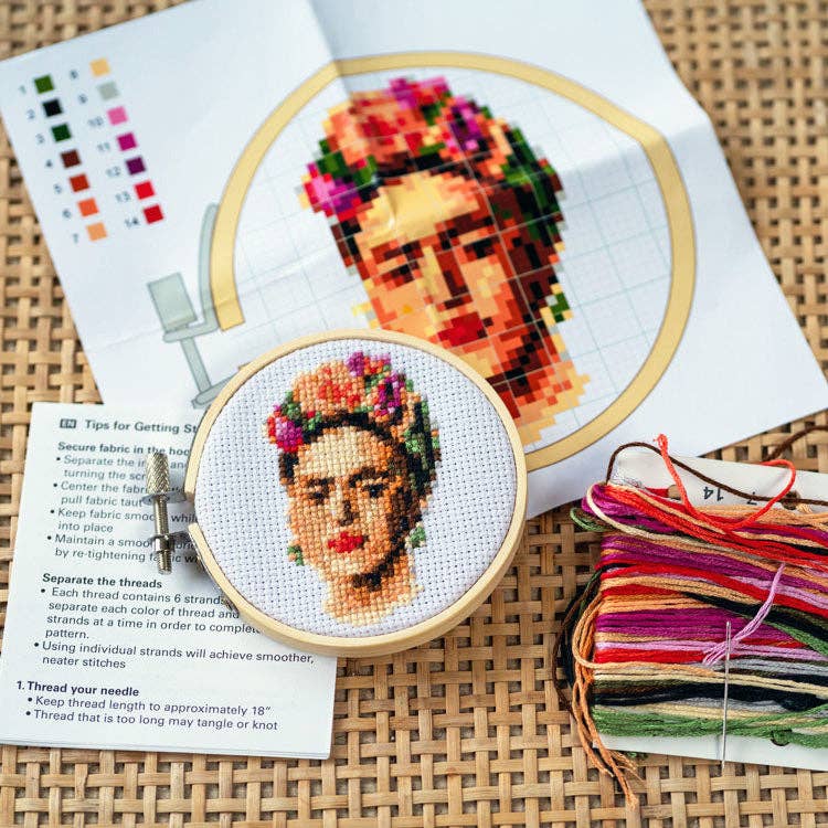 Mini Cross Stitch Kit -  Frida Kahlo