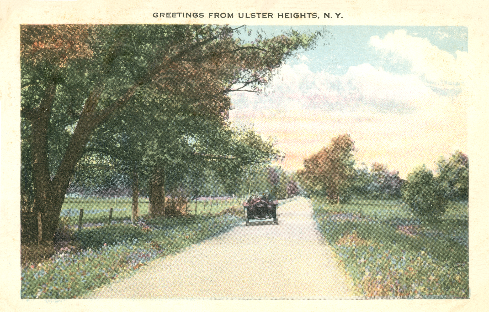 Ulster Heights Vintage Postcard - Car Greetings