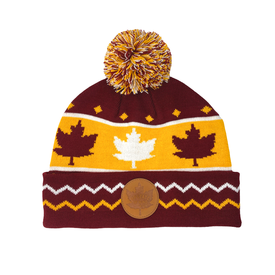 Upstate of Mind Maple Leaf Pom Beanie