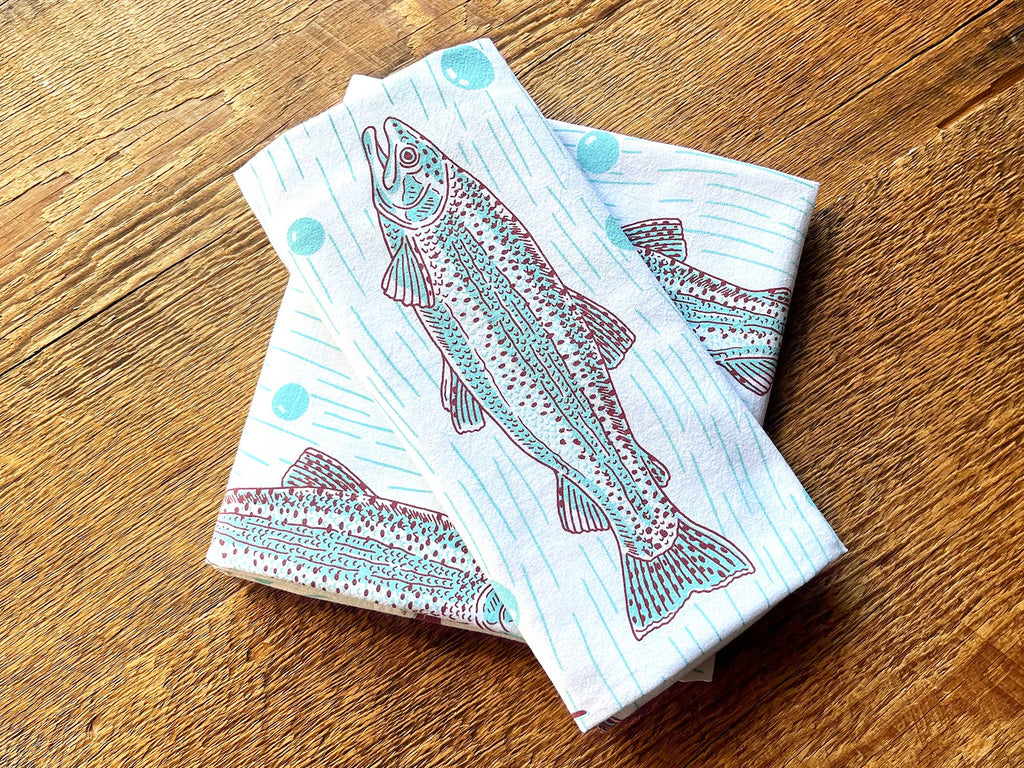 Trout & Flies Tea Towel